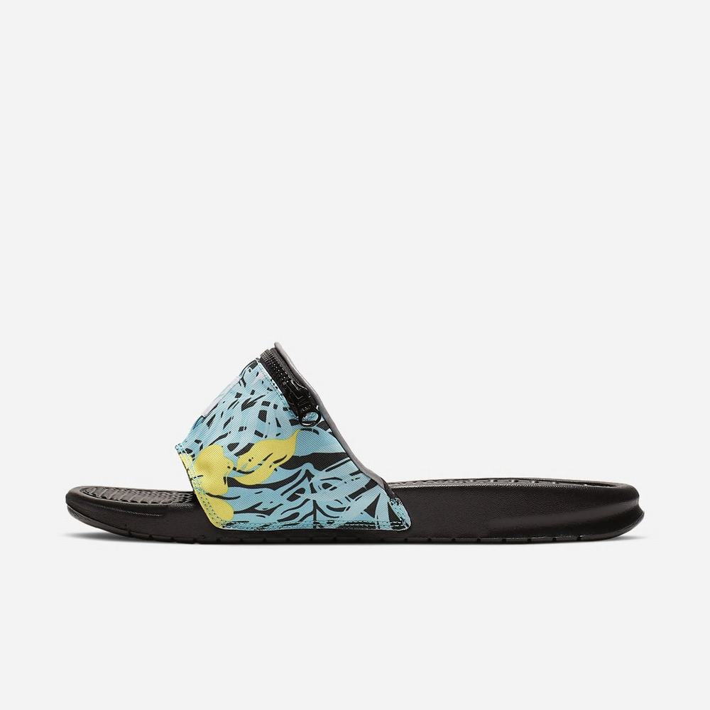 Claquette Nike Benassi JDI Fanny Pack Printed Noir/Bleu 3706-148 Hyper Jade/Spirit Teal/Black/Hyper Jade Homme | RQO-66333178